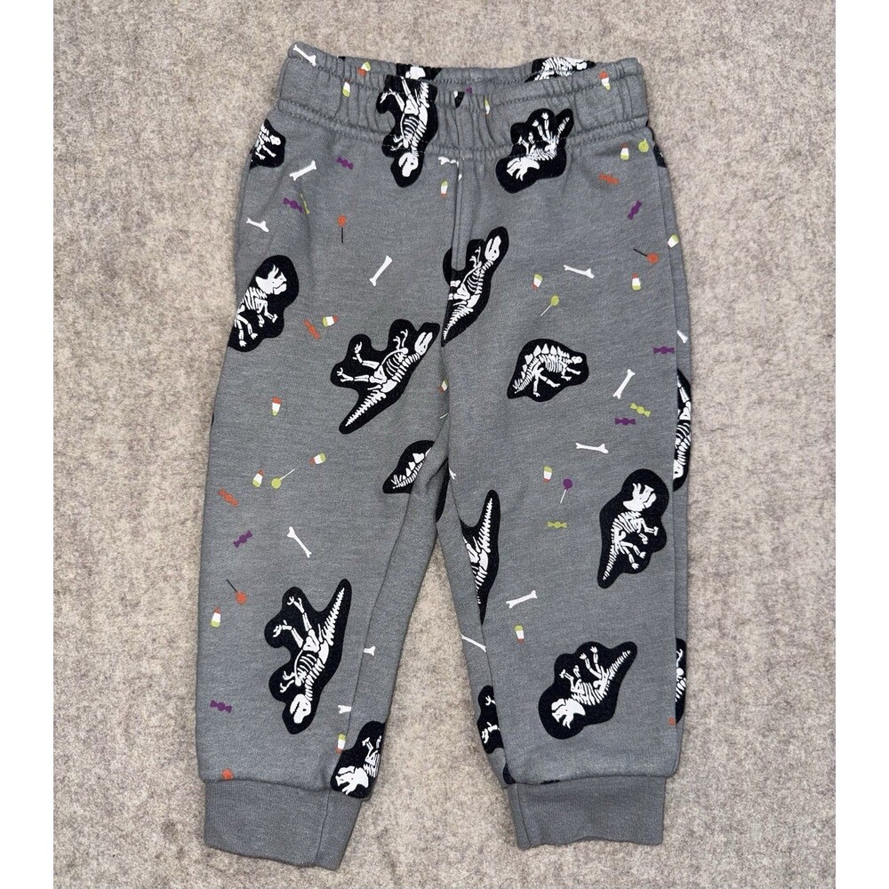 Cat & Jack Boys Baby Toddler 18M Gray Dinosaur Graphic Fleece Joggers
